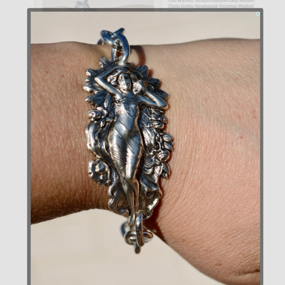 Art Nouveau Goddess Woman Bracelet Nymph Silver - Picture 6 of 6